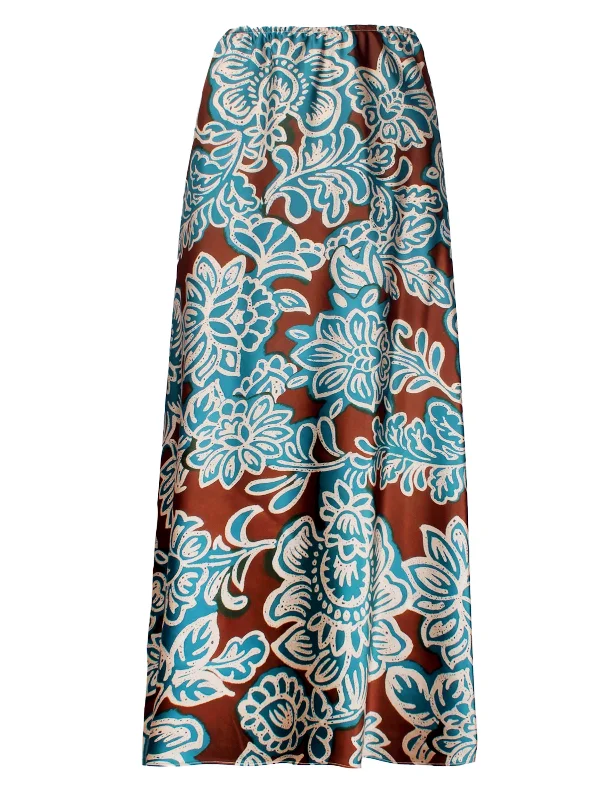 women's tops for those who want to invest in timeless piecesPull On Slim Skirt Satin Palm Print