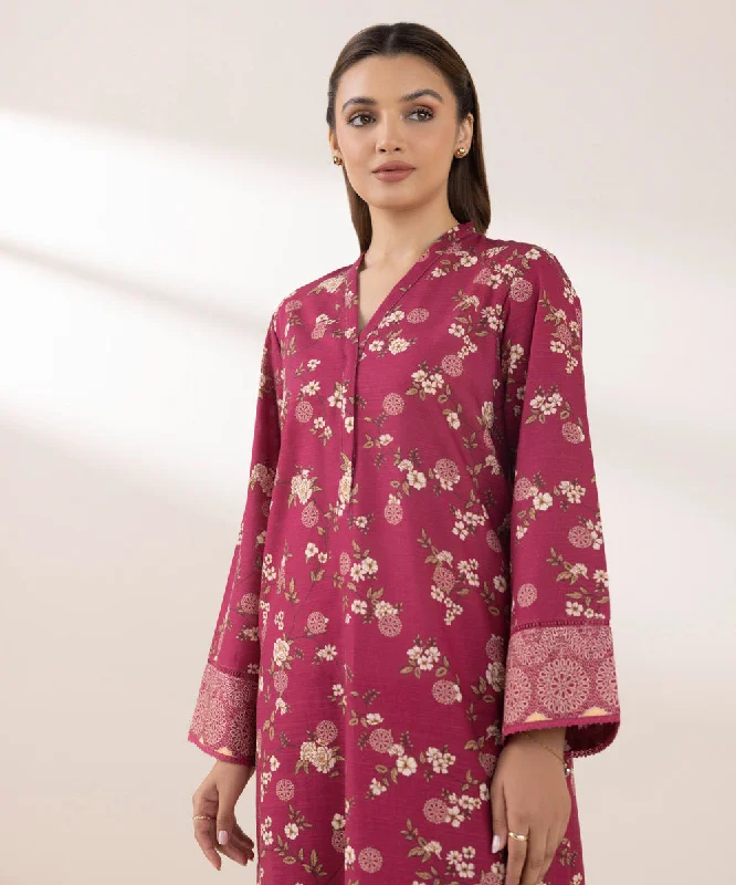 chic women's tops for everyday wearPrinted Khaddar Shirt