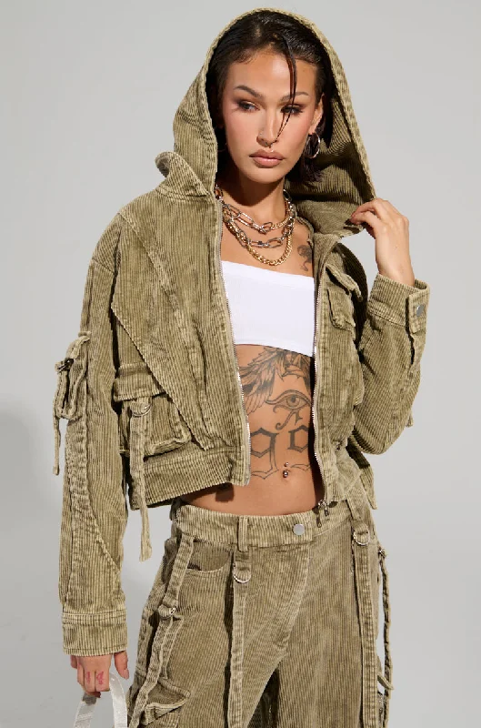 STEALTHY CORDUROY CARGO BOMBER