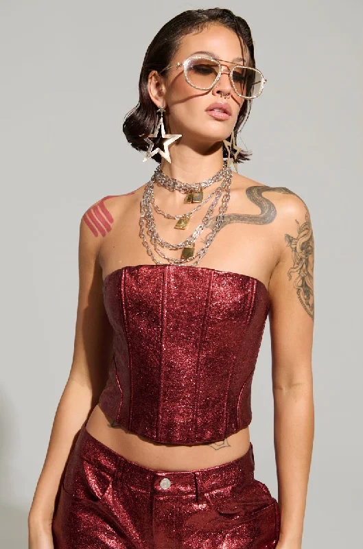 ROCKSTAR CHIC CORSET TOP IN RED