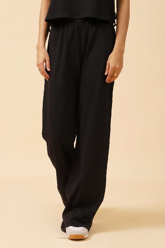 RIBBED FLARED TROUSERS