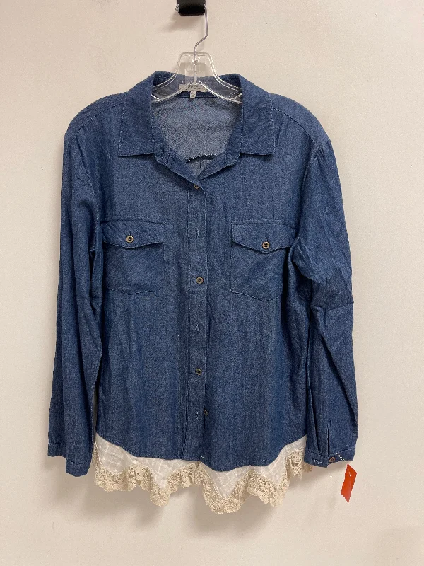 women's tops for those who love to experiment with fashionBlouse Long Sleeve By Jodifl In Blue Denim, Size: S