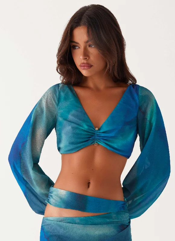 Austin Long Sleeve Top - Blue Tie Dye