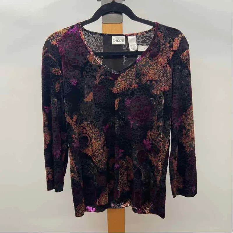 women's tops for summer festivalsChico's Women's Size M Black Paisley Long Sleeve Shirt