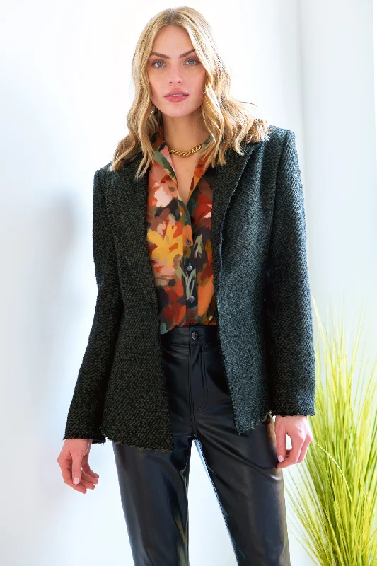 women's tops with beading accentsBaxter Jacket Olive/Black Tweed