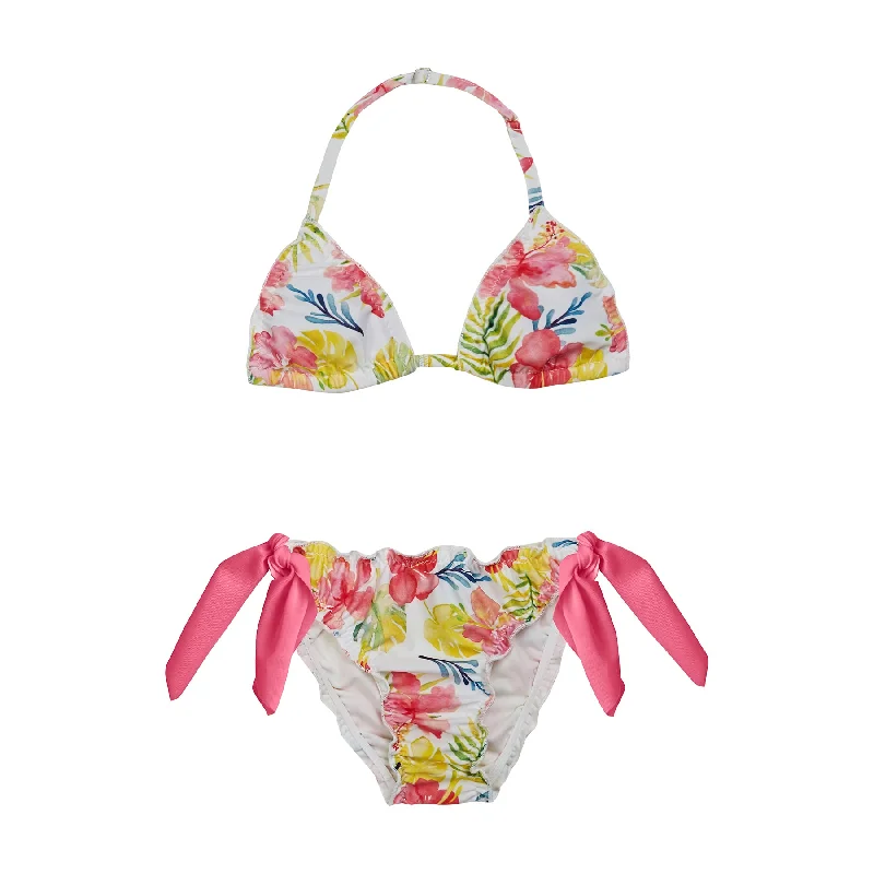 Skirt Female SwimwearGIRL'S FROU FROU BIKINI YELLOW FLOWERS