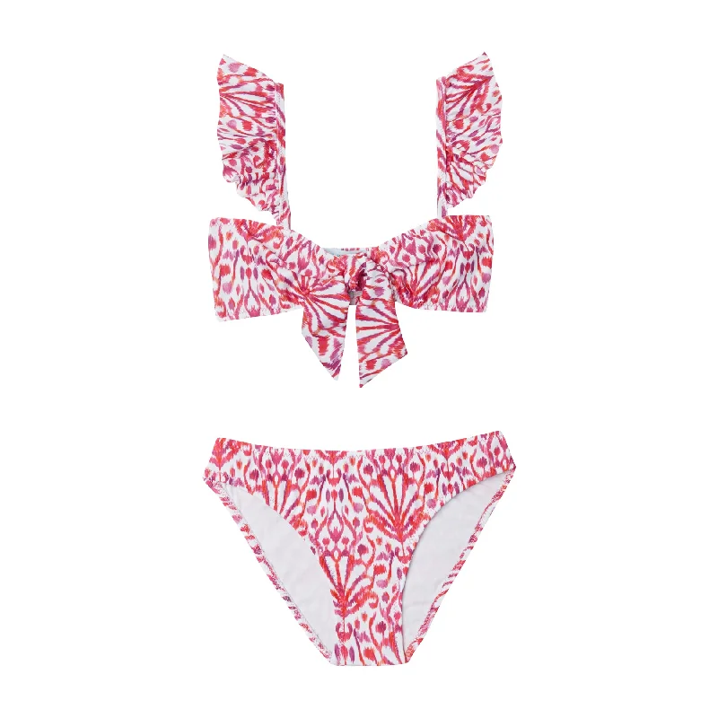 High-Neck Female SwimwearGIRL’S TIE KNOT BIKINI IKAT