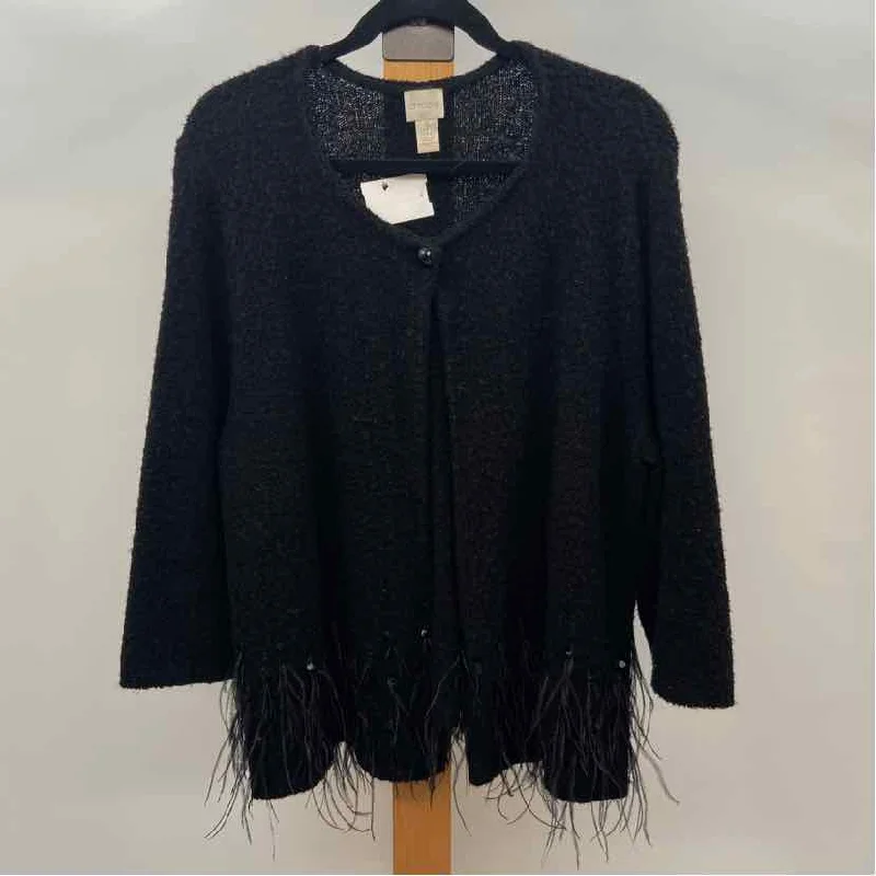 women's tops for minimalist aestheticsChico's Women's Size XL Black Solid Cardigan