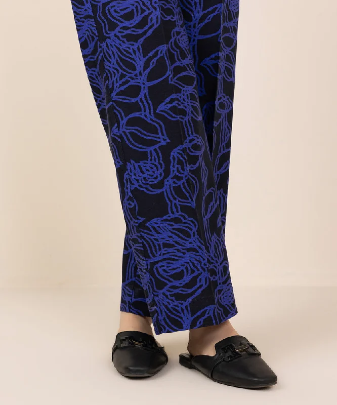 breathable women's tops for summerPrinted Khaddar Straight Pants