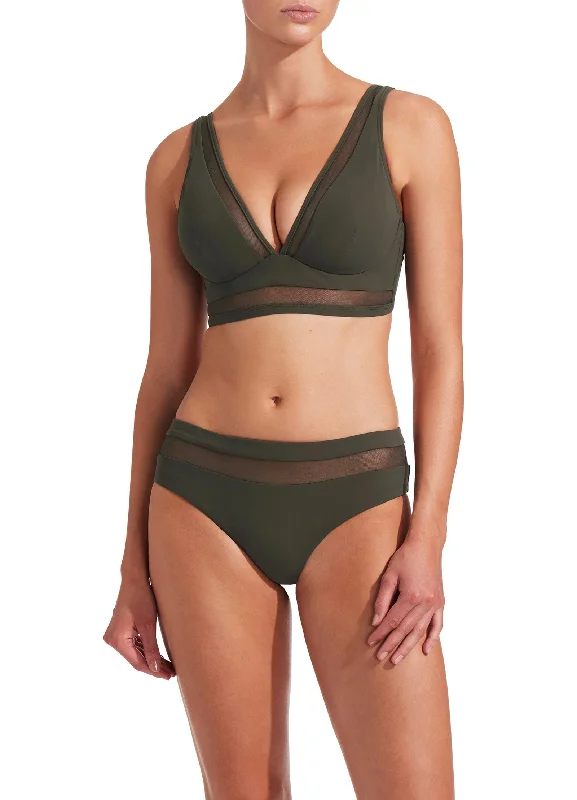 Ruffle-Trimmed Female SwimwearConspire D/DD Underwire Bikini Top - Khaki