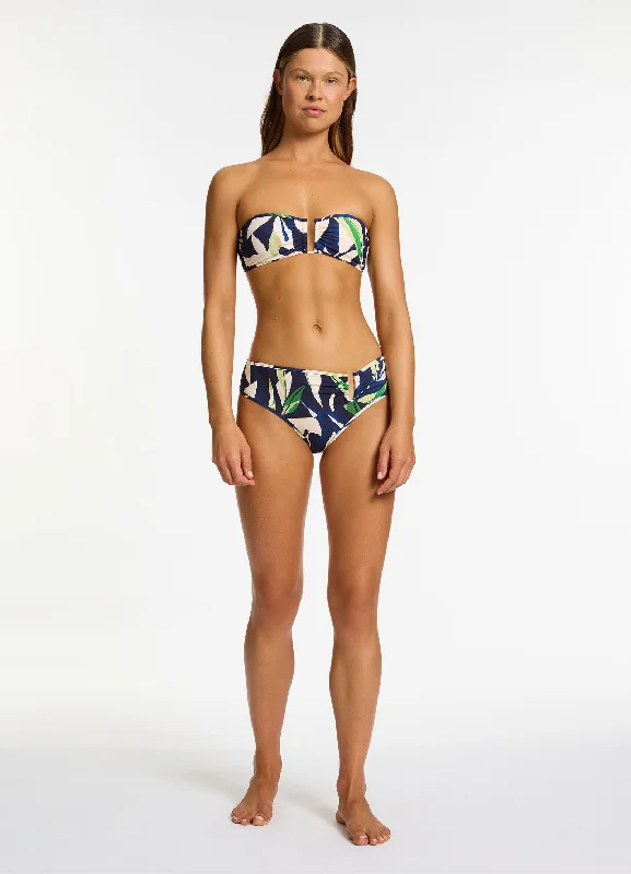 Bow-Accented Female SwimwearFauna U Trim Mid Rise Bikini Bottom - Ink