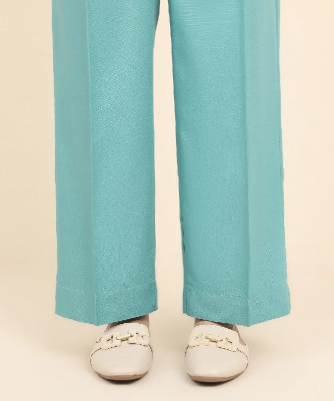 women's tops for those who want to show off their figure in a flattering wayRaw Silk Straight Pants