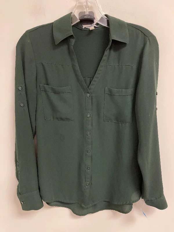 striped women's topsBlouse Long Sleeve By Express In Green, Size: Xs