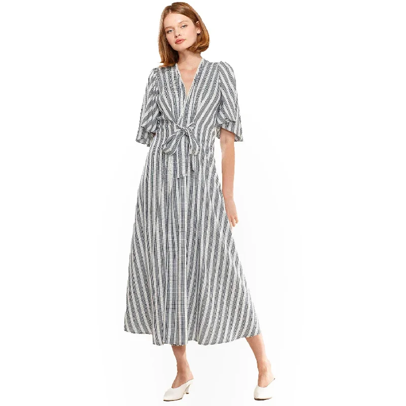 women's midi dressesWomen's Lace Trim Tie Front Maxi Dress in Ditsy Gingham