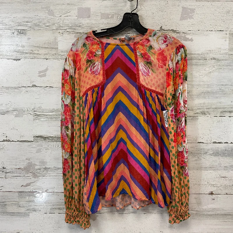 women's tops with asymmetrical designsBlouse Long Sleeve By Bl-nk In Orange, Size: L