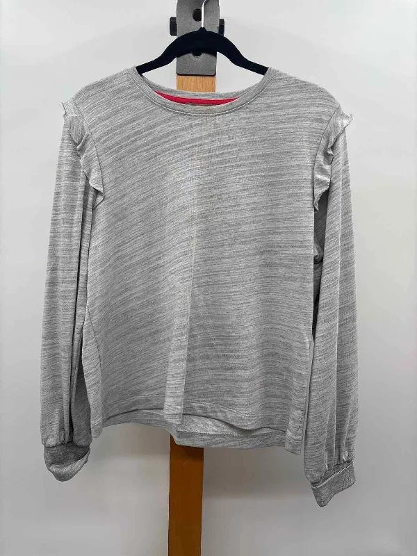 women's tops with lace-up frontsLilla P Women's Size L Gray Heathered Long Sleeve Shirt