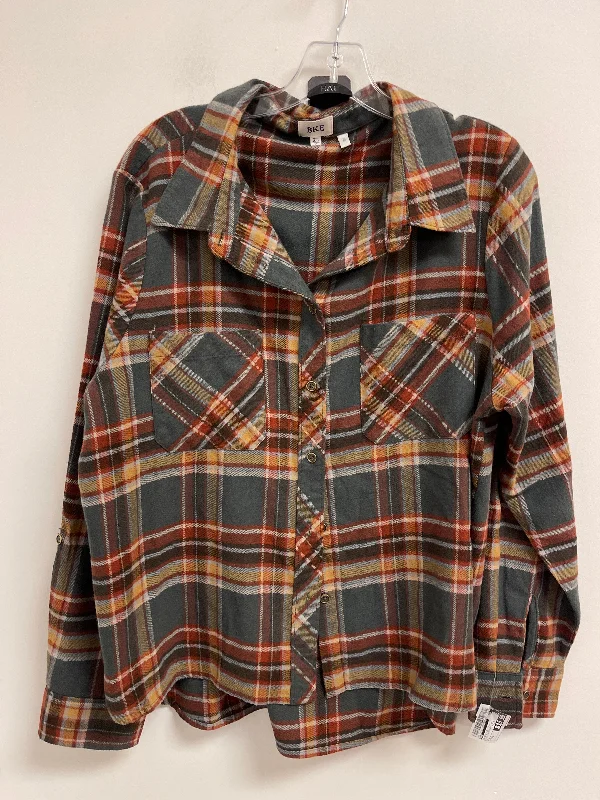 women's tops for those who believe in expressing their individuality through fashionBlouse Long Sleeve By Bke In Plaid Pattern, Size: Xl