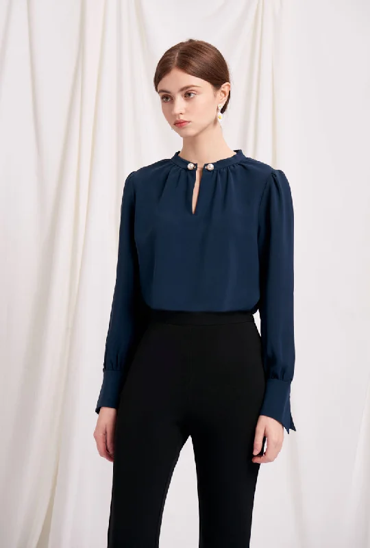 women's tops for everyday eleganceBuvette Pearl Blouse - Navy