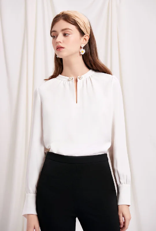 women's tops in solid colorsBuvette Pearl Blouse - Ivory