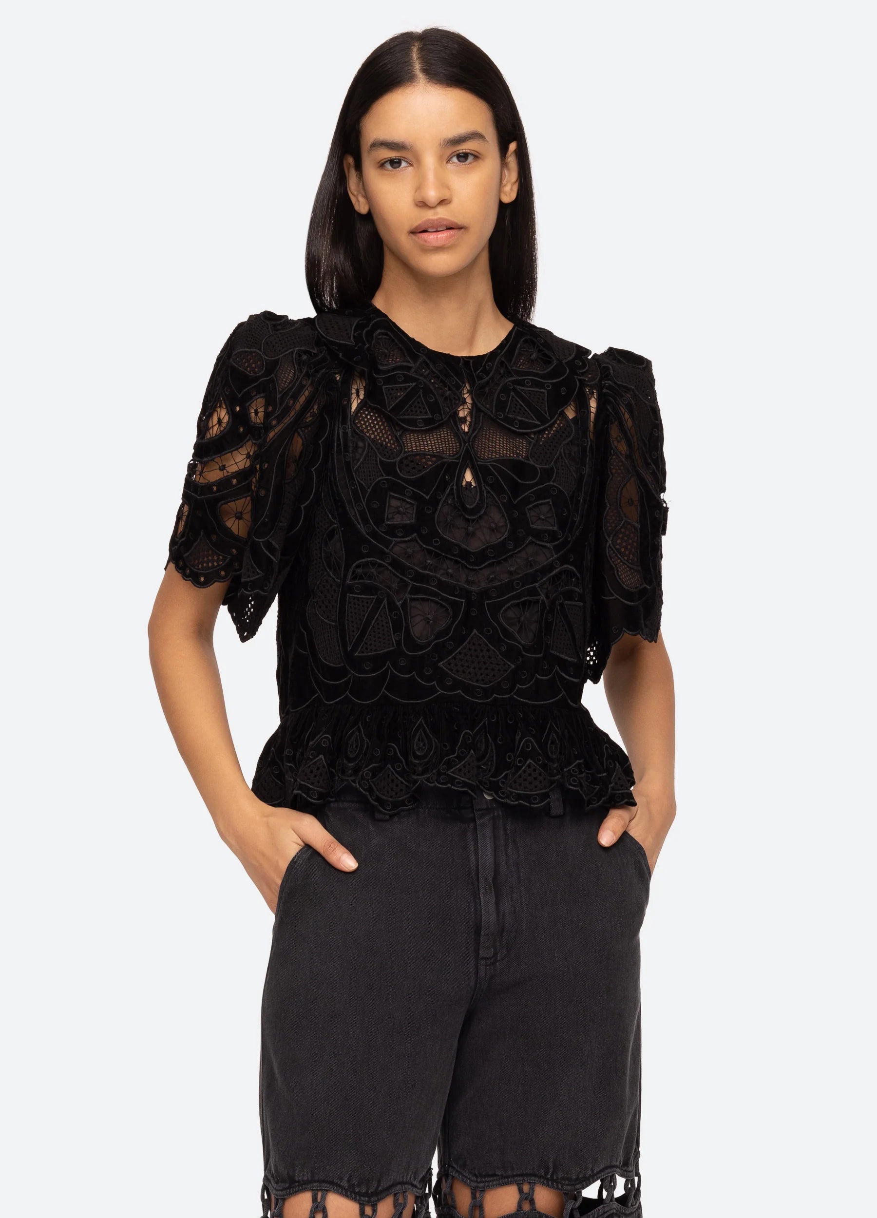 elegant women's topsEliana Short Sleeve Top - Black