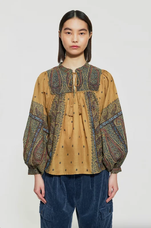 women's tops for picnics in the parkHida Printed Blouse - Beige