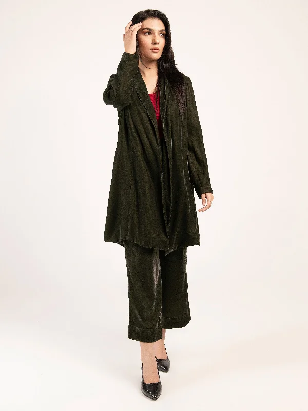 three-quarter sleeve women's topsStylized Velvet Suit