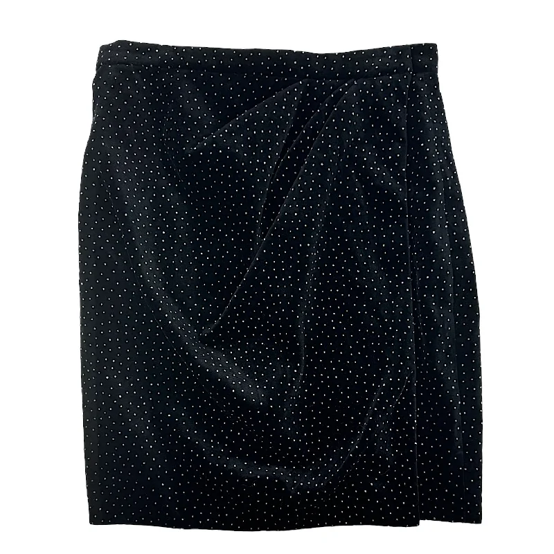 women's leather skirtsPleat Wrap Skirt in Black White Dot Velvet Theory, Size 2