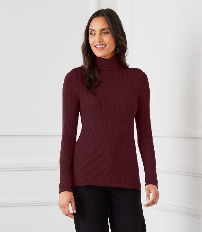 women's tops with built-in brasRibbed Turtleneck Top