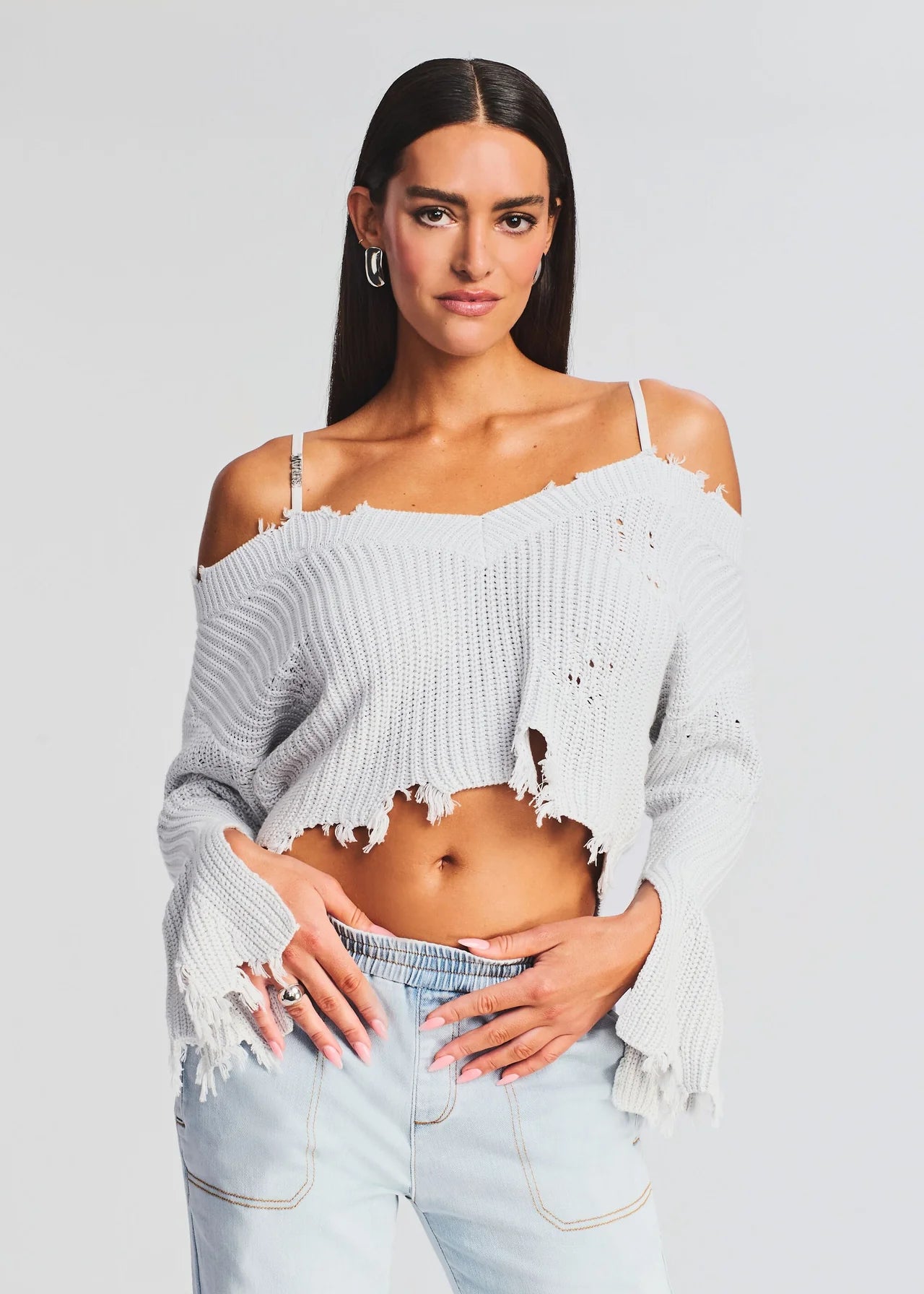 women's tops with embroidery detailsSkye Sweater - Silver