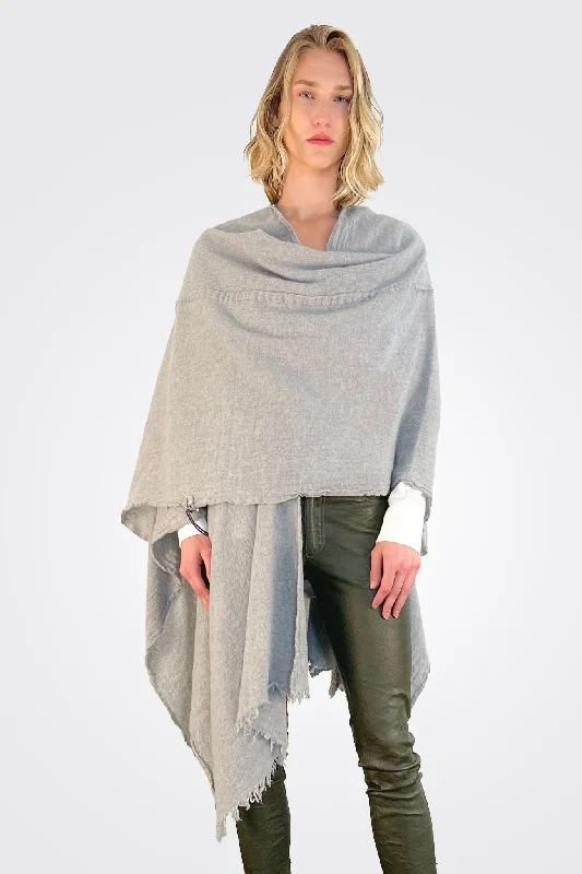 women's tops for fashion-conscious professionalsStitch Detailed Poncho - Heather Grey