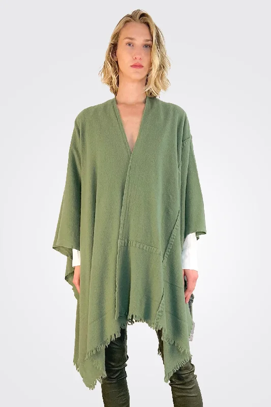 women's tops for gala dinnersStitch Detailed Poncho - Pesto