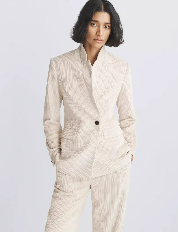 women's tops for those who want to make a fashion statementTessa Corduroy Blazer - Ivory