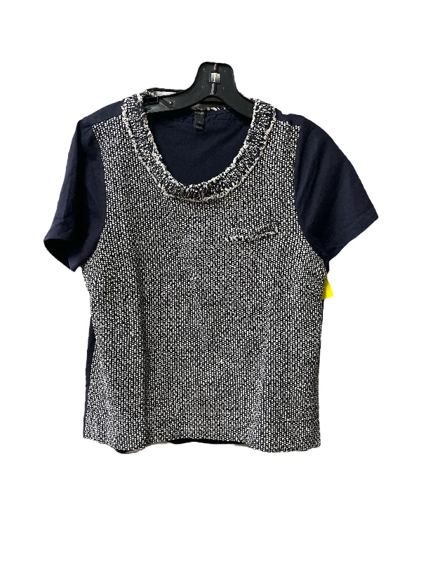 women's tops with sheer overlaysTop Short Sleeve By J. Crew In Navy, Size: M