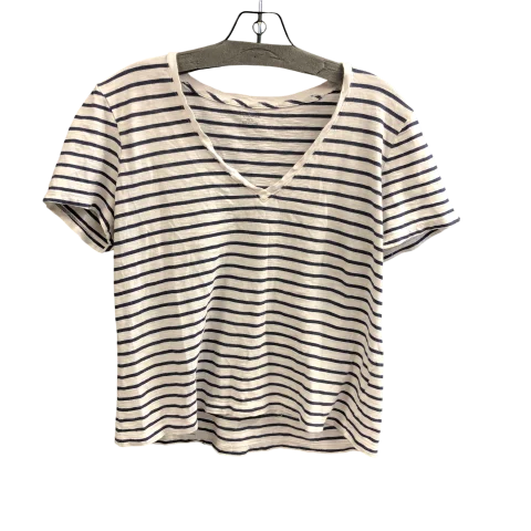 women's tops with lace-up frontsTop Short Sleeve By Madewell In Striped Pattern, Size: L