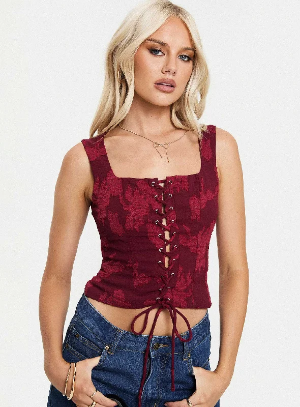 women's tops for boho-chic stylesVincenzo Corset Top Red