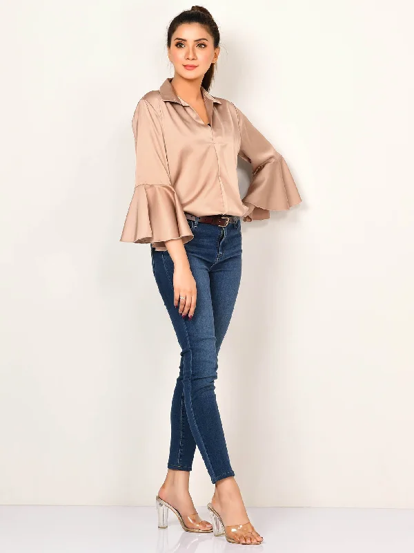 women's tops for those who refuse to compromise on styleFlare Sleeved Silk Top