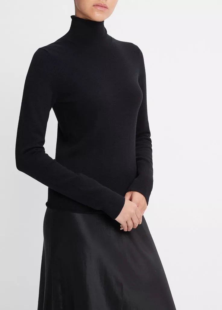 camisoles for womenWool-Blend Slim Turtleneck Sweater - Black