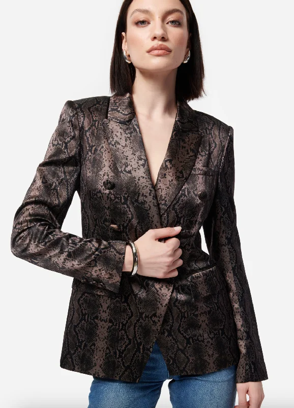 women's tops for evening soireesZana Blazer - Grey Snake