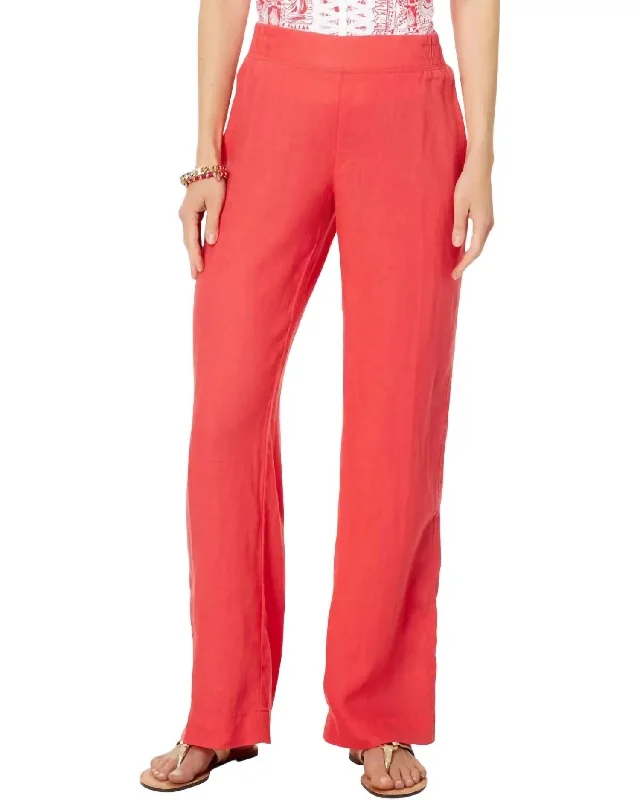 women's skinny pantsDeri Linen Palazzo Pant In Mizner Red