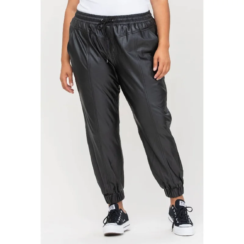 women's fall pantsFaux Leather Joggers (Plus) In Black