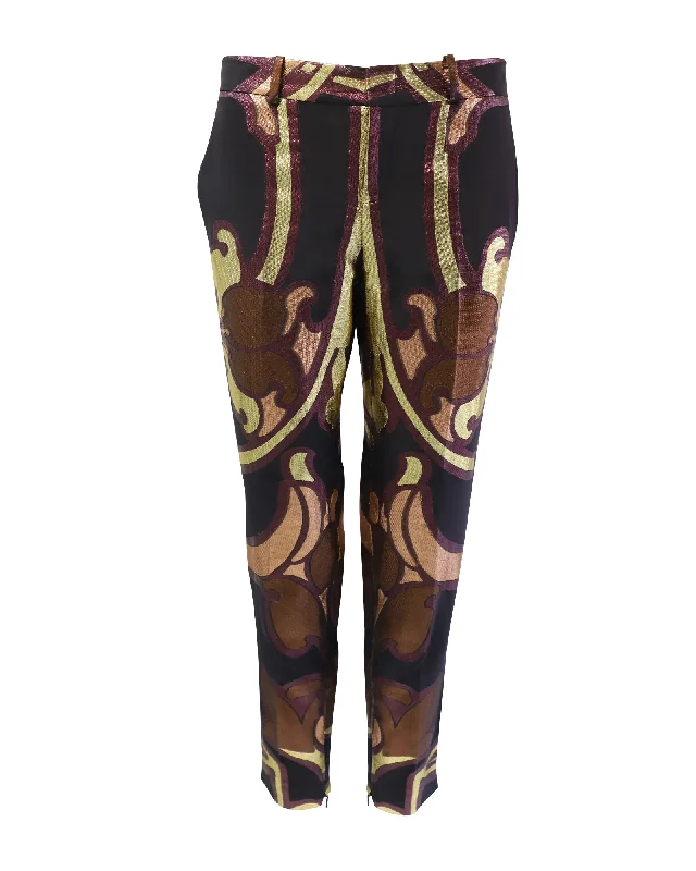 women's leggingsGucci Art Nouveau Disco Trousers in Multicolor Jacquard Silk