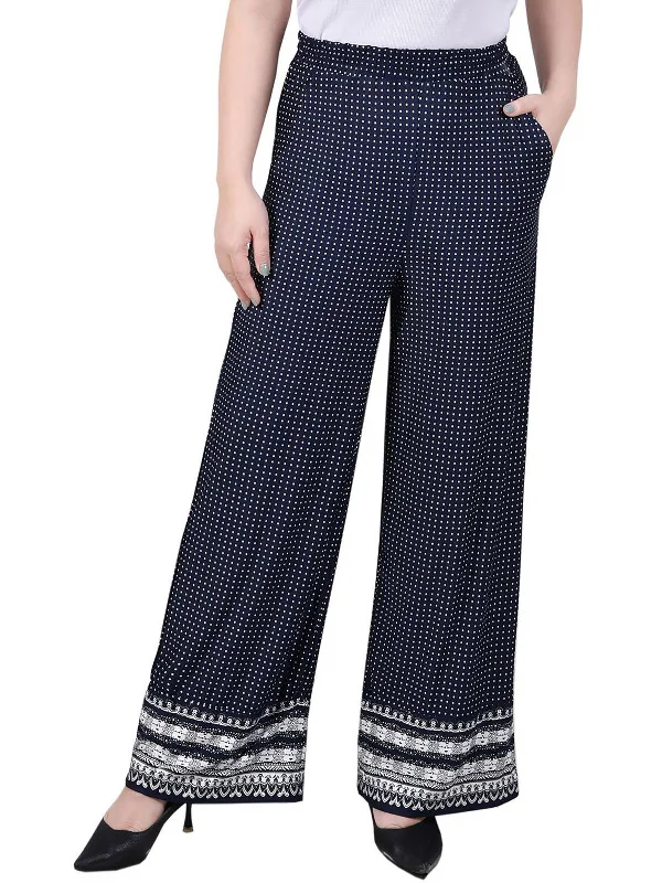 women's silk pantsPetites Womens Jersey Polyester Wide Leg Pants