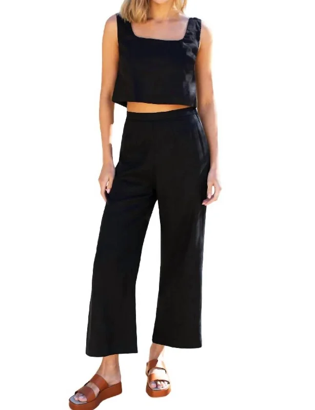 women's high-waisted pantsRoma Pant In Black Linen