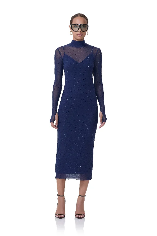 women's silk dressesShailene Rhinestone Dress - Bright Navy