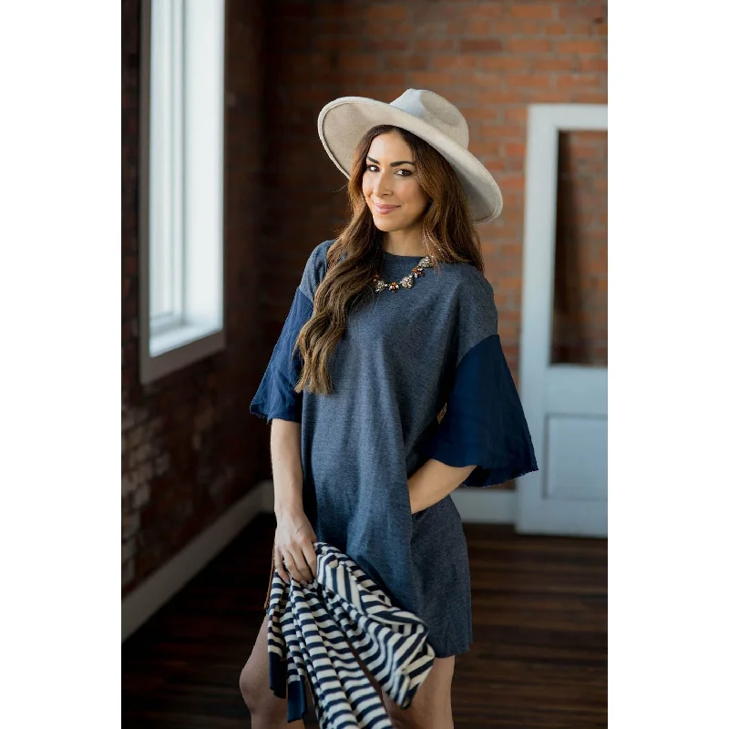 Casual DressSolid Flare Sleeve Tee Dress