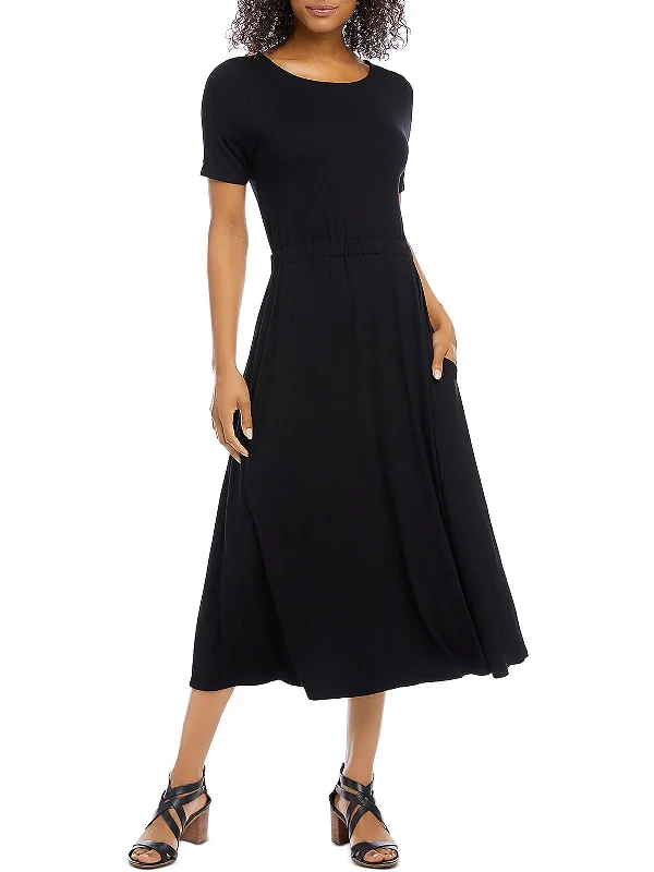 women's party dressesArtisan Womens Crewneck Short Sleeve Midi Dress