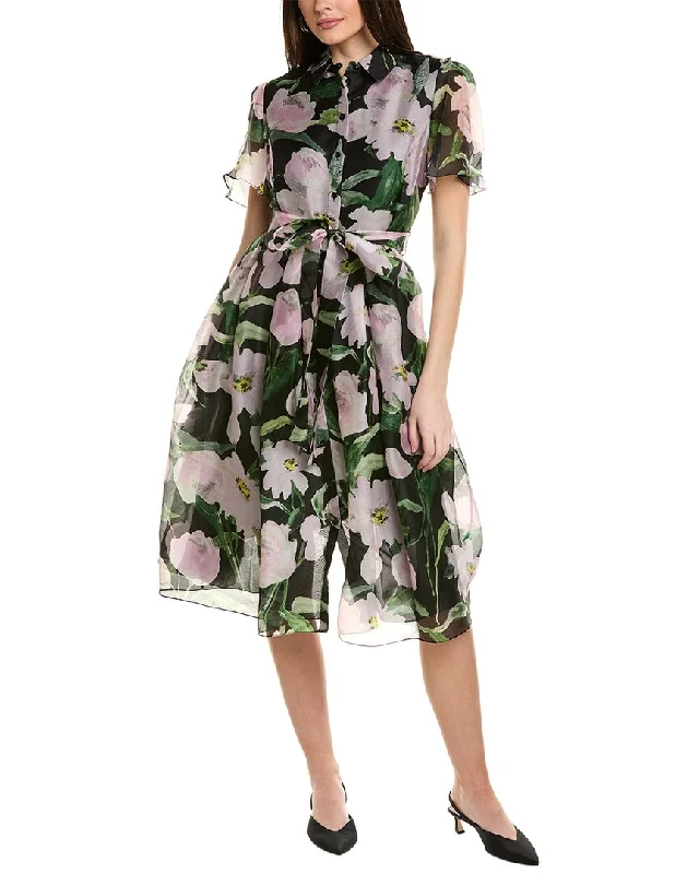 women's shift dressesCarolina Herrera Button-Down Midi Silk Shirtdress