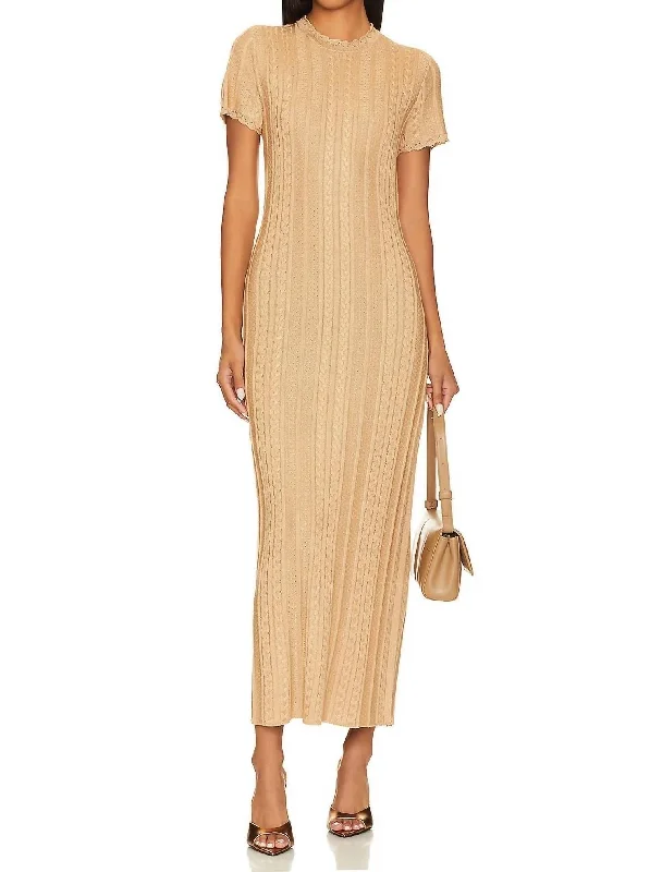 A-Line DressValleta Midi Dress In Gold Shimmer Knit