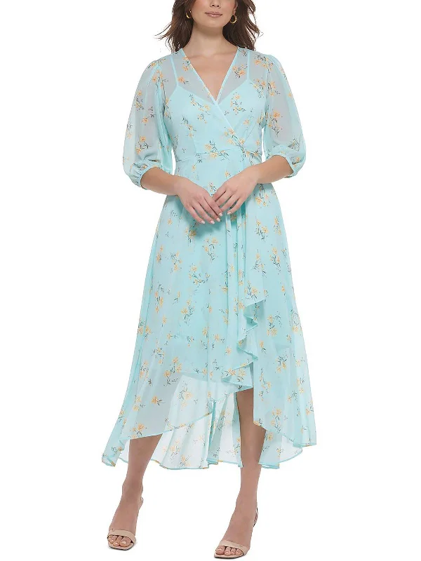 women's travel dressesWomens Chiffon Floral Midi Dress