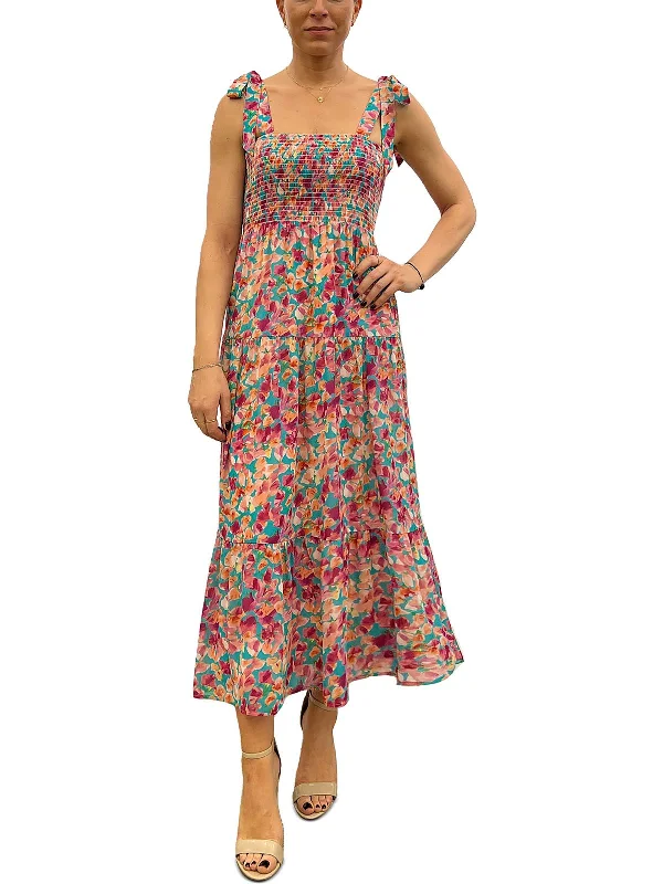 women's casual Friday dressesWomens Floral Print Mid-Calf Midi Dress